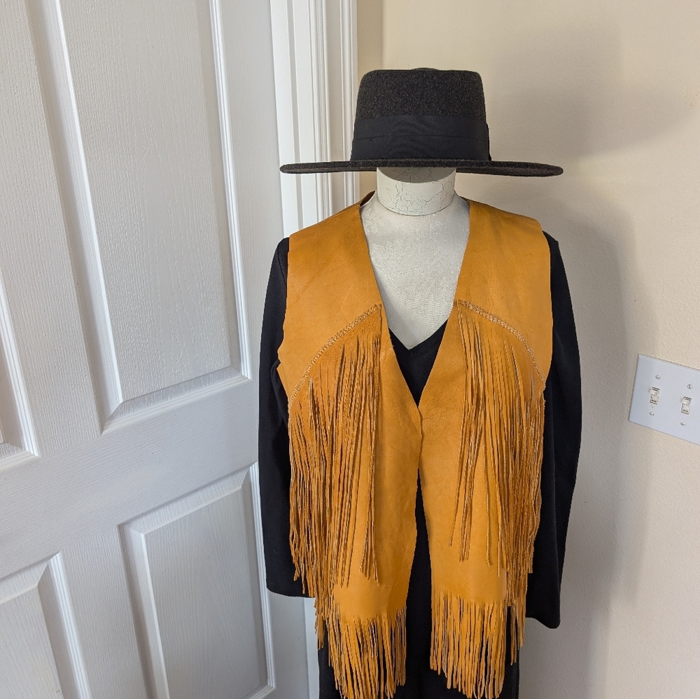 Fringe Leather Boho Vest - Picture 1 of 11